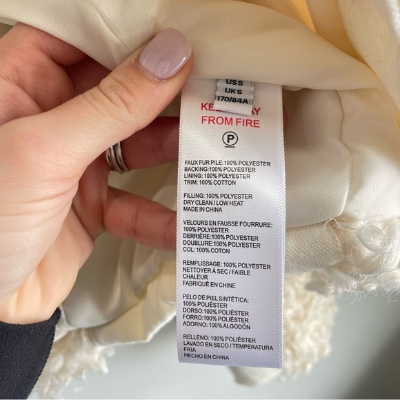 Urban Outfitters Amelie Faux Fur Jacket Cream Small - Picture 13 of 14